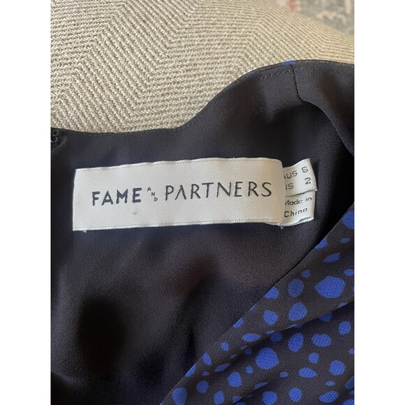 Fame & Partners Dotted Jumpsuit V-Neck Black/Blue Long Sleeve Wide Leg Size 2 - Picture 8 of 11